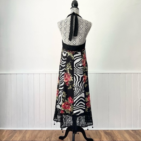 Lane Bryant Tropical Print Lace Halter Dress Size 14 - Picture 9 of 15